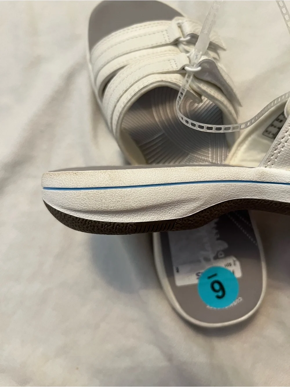 Clarks White Cloudsteppers Breeze Piper Double Strap Slide Beach Summer Sandals - Picture 12 of 14
